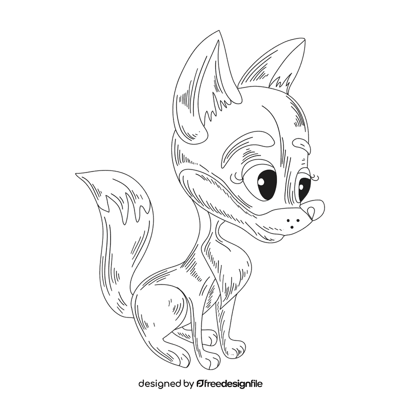Fox black and white clipart