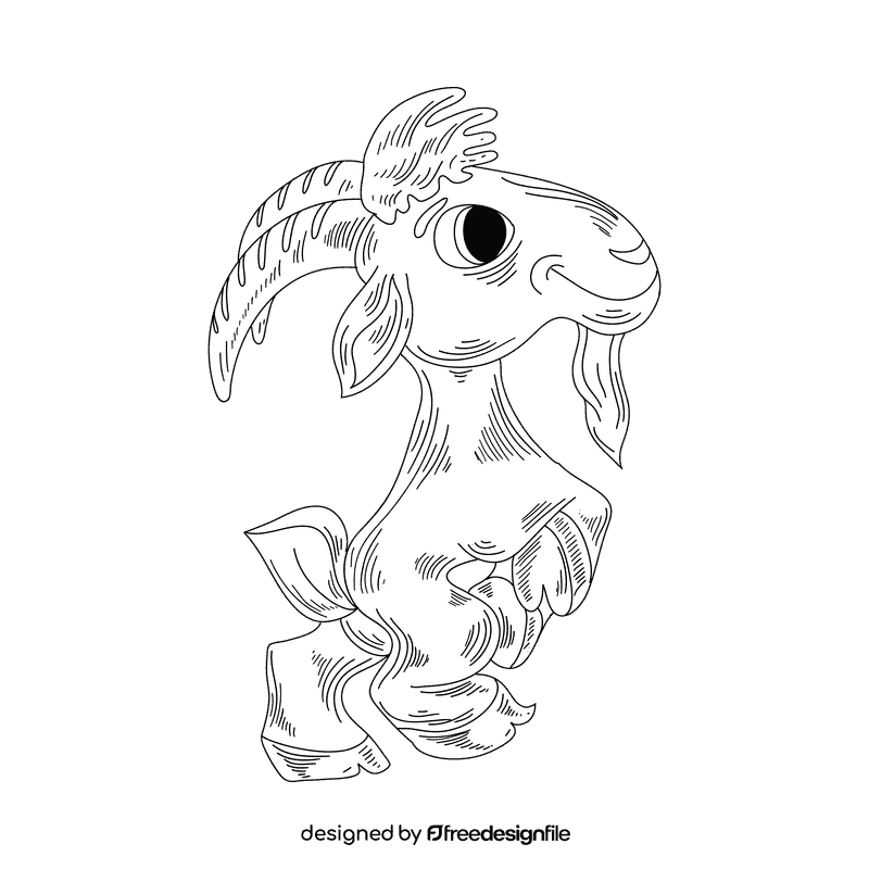 Goat black and white clipart