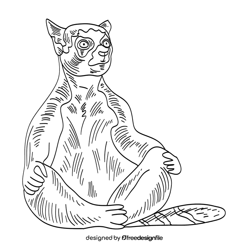 Lemur black and white clipart