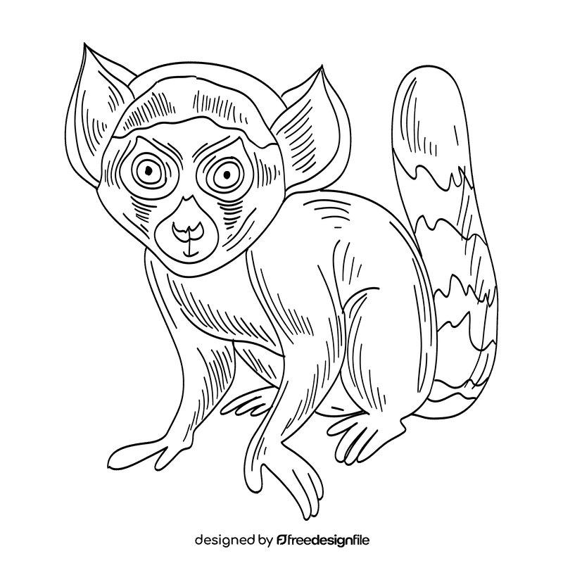 Lemur black and white clipart