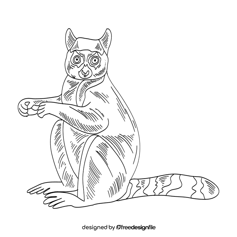 Lemur black and white clipart