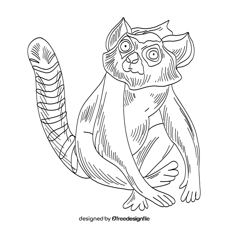 Lemur black and white clipart