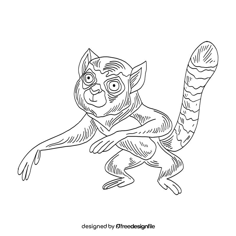 Lemur black and white clipart