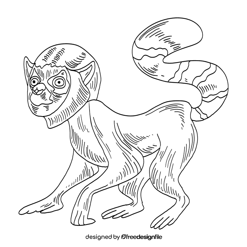 Lemur black and white clipart