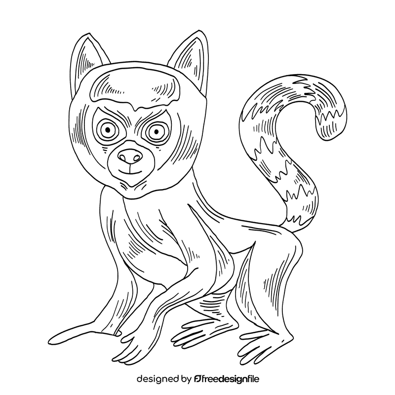 Lemur black and white clipart