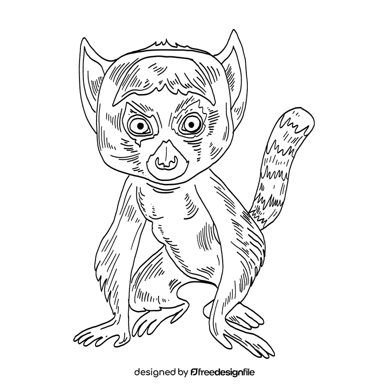 Lemur black and white clipart
