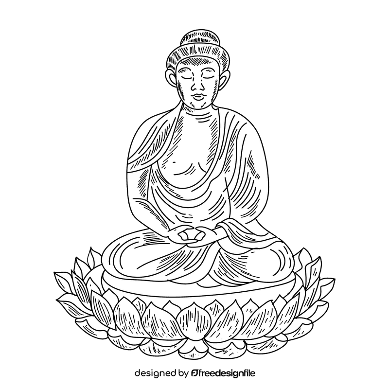 Buddha black and white clipart