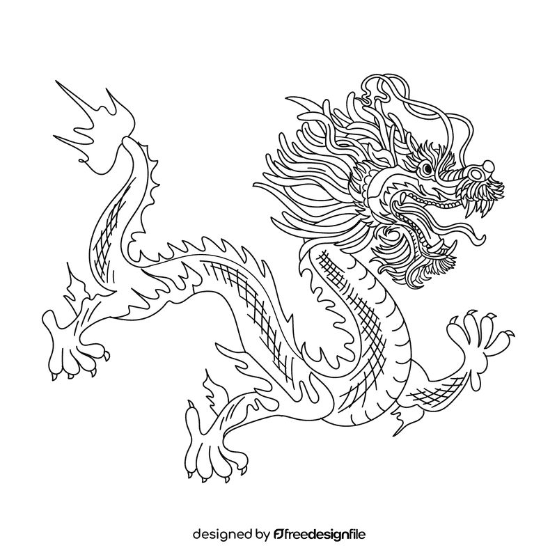 Dragon black and white clipart
