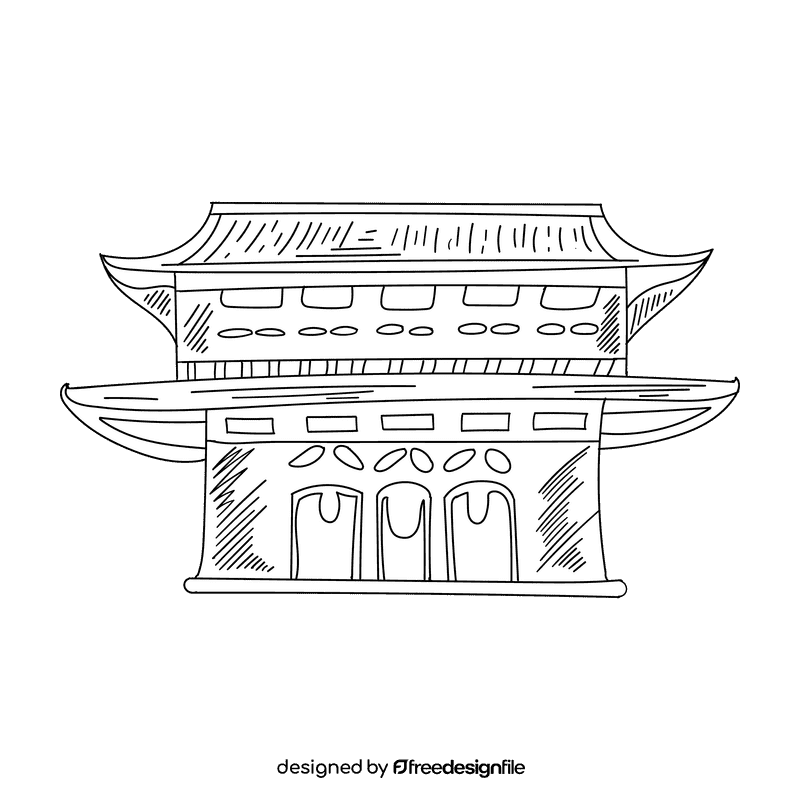 Pagoda black and white clipart