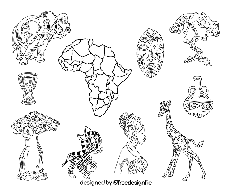 Africa black and white vector