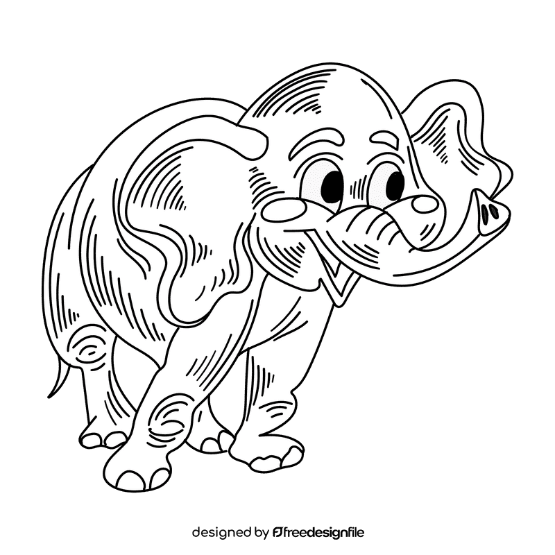 Africa Elephant black and white clipart