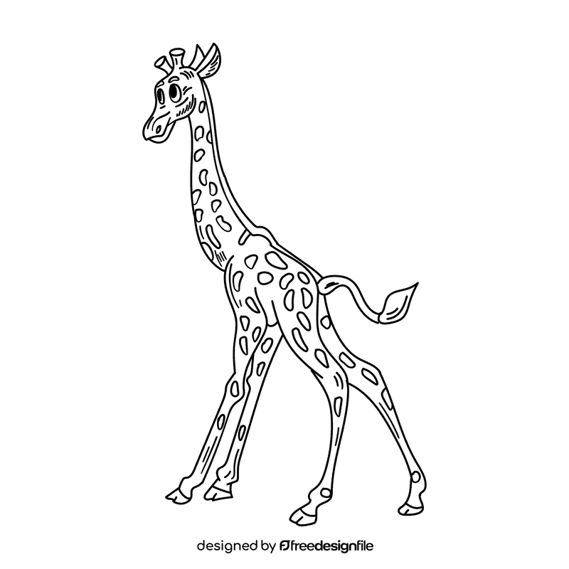 Africa Giraffe black and white clipart
