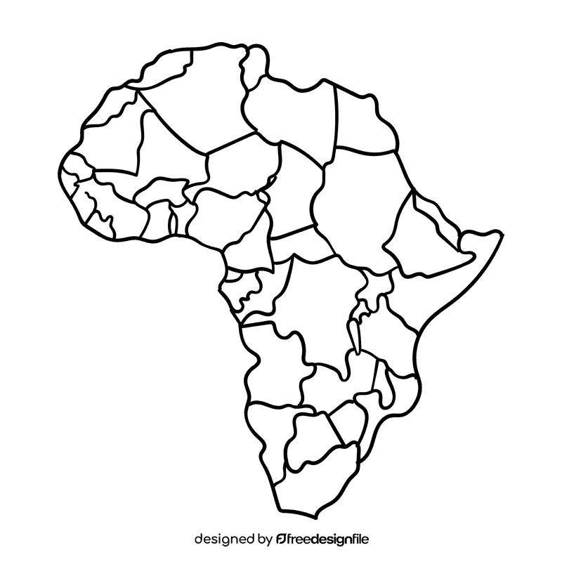 Africa Map black and white clipart
