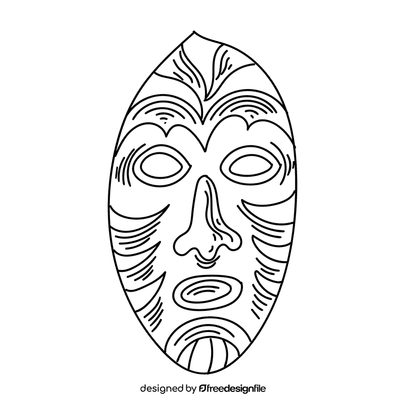 Africa Mask black and white clipart