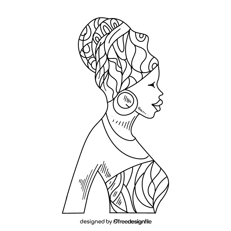 Africa Native black and white clipart