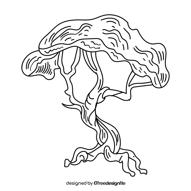 Africa Tree black and white clipart