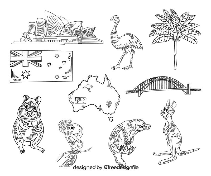 Australia black and white vector