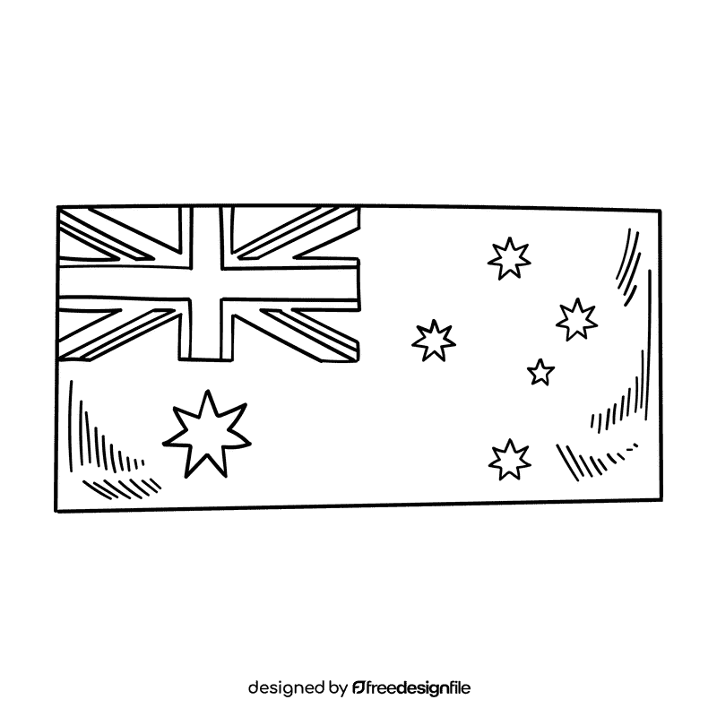 Australia Flag black and white clipart