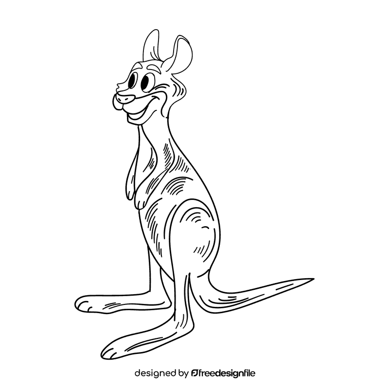 Australia Kangaroo black and white clipart