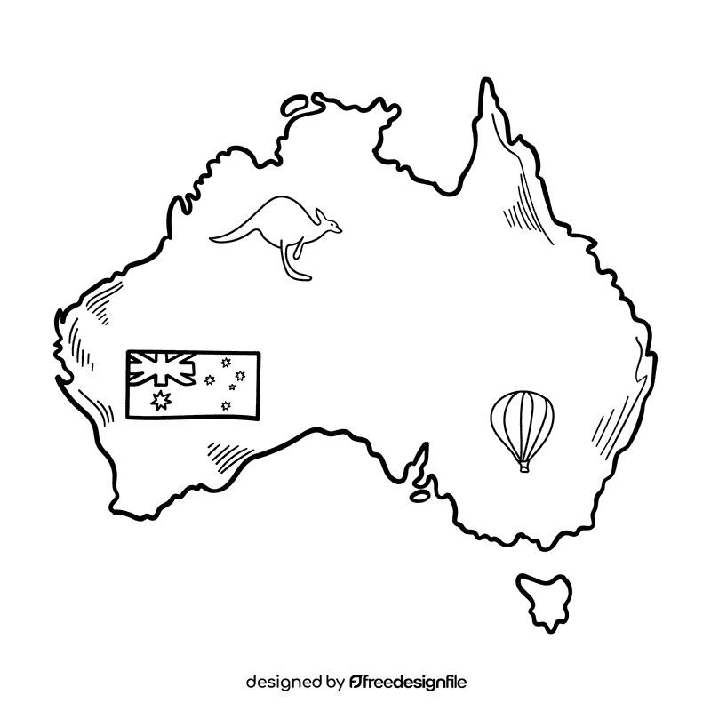 Australia Map black and white clipart