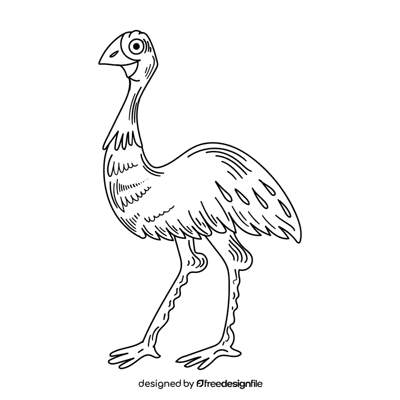 Australia Ostrich black and white clipart