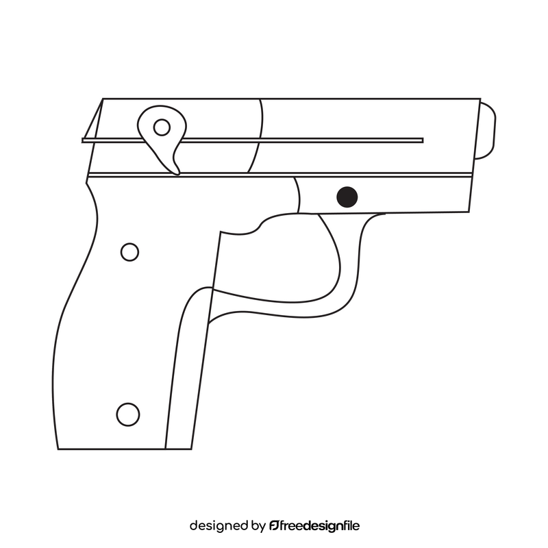 Gun drawing black and white clipart