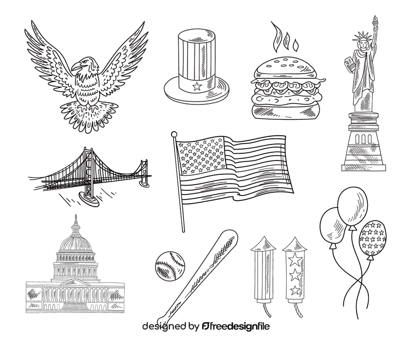 United States of America USA black and white vector