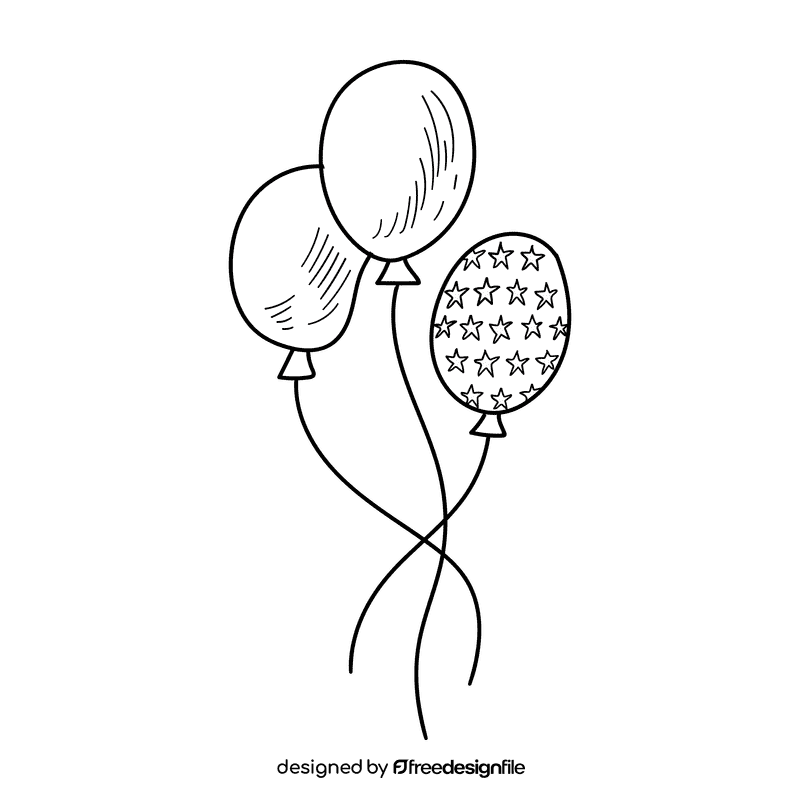 United States of America Air balloons black and white clipart
