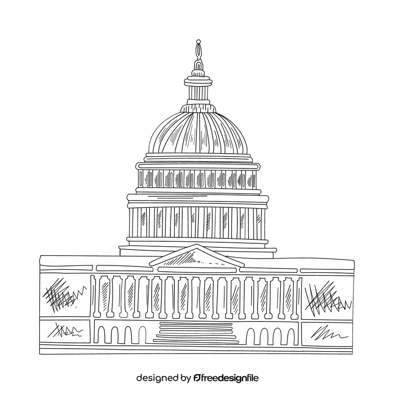 United States of America Capitol black and white clipart