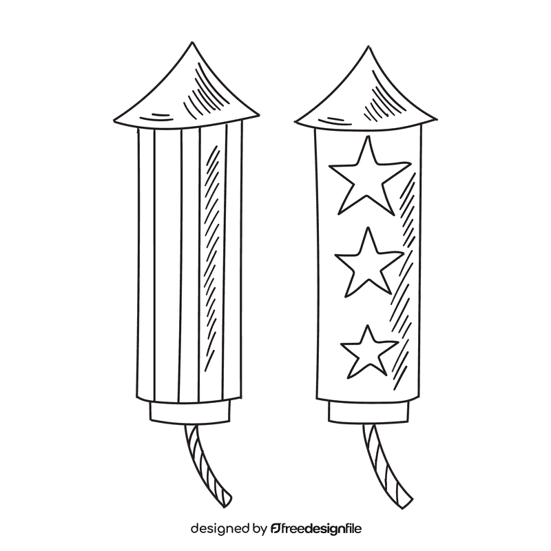 United States of America Fireworks black and white clipart