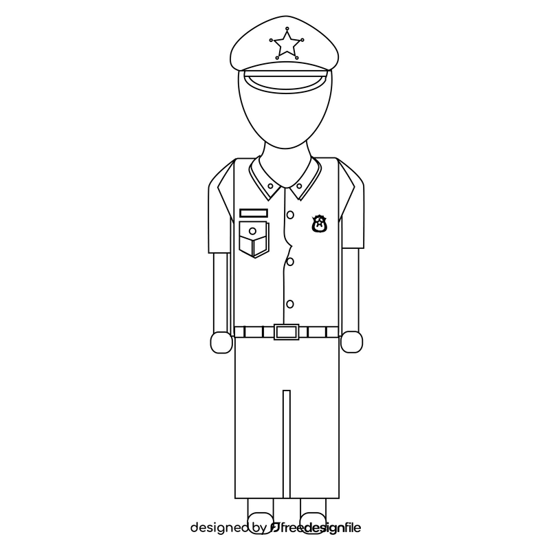 Police officer drawing black and white clipart