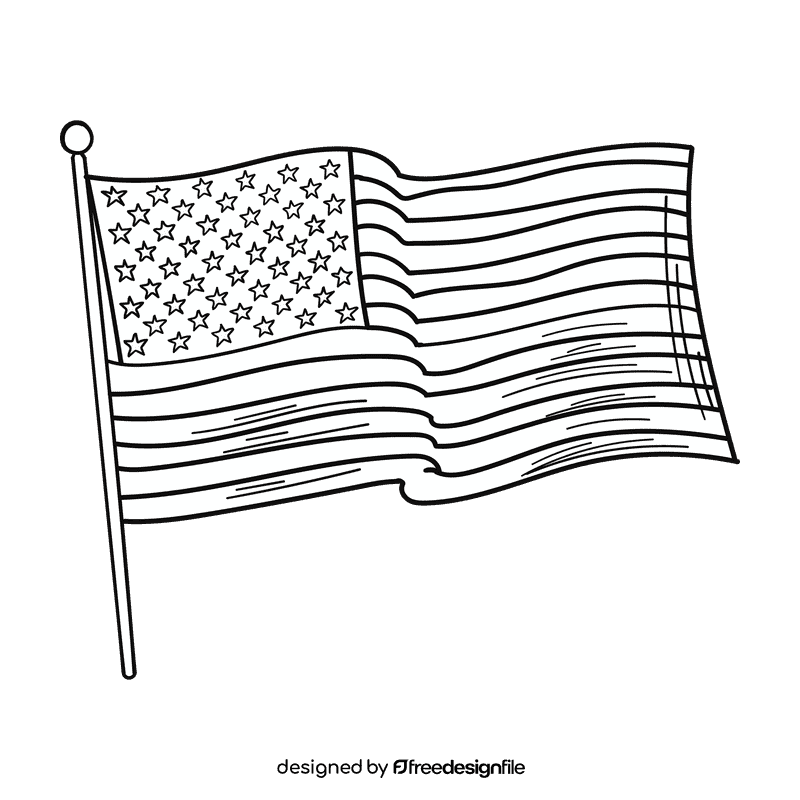 United States of America Flag black and white clipart