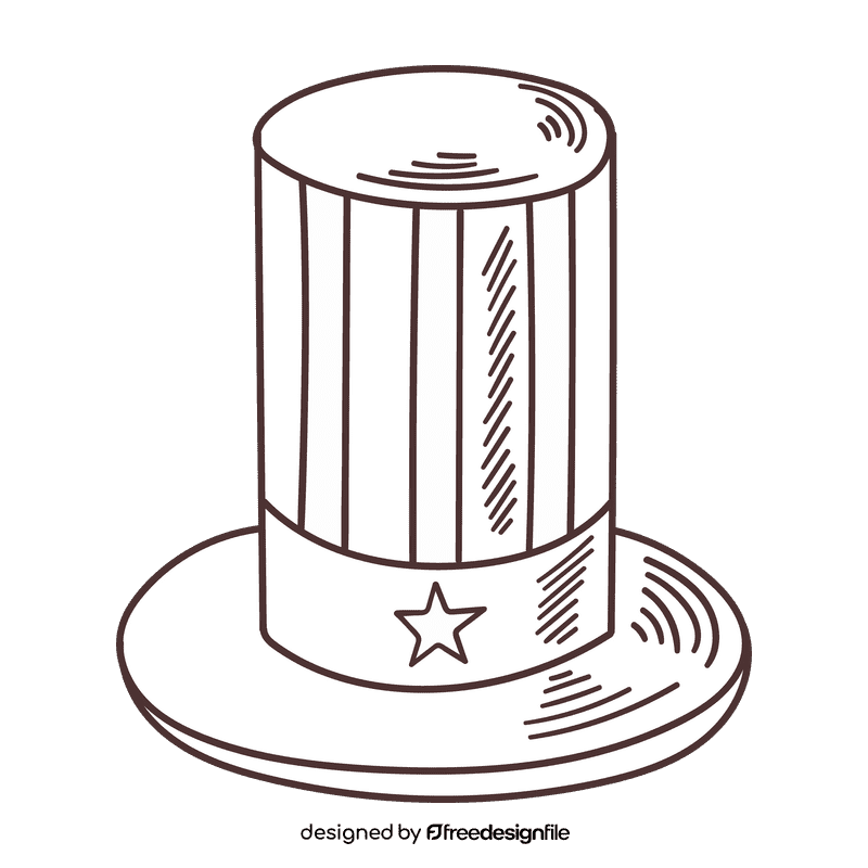 United States of America Hat black and white clipart