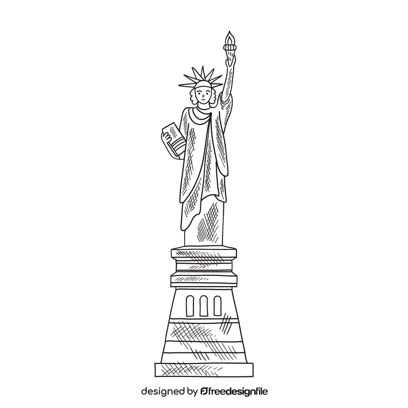 United States of America Statue of Liberty black and white clipart