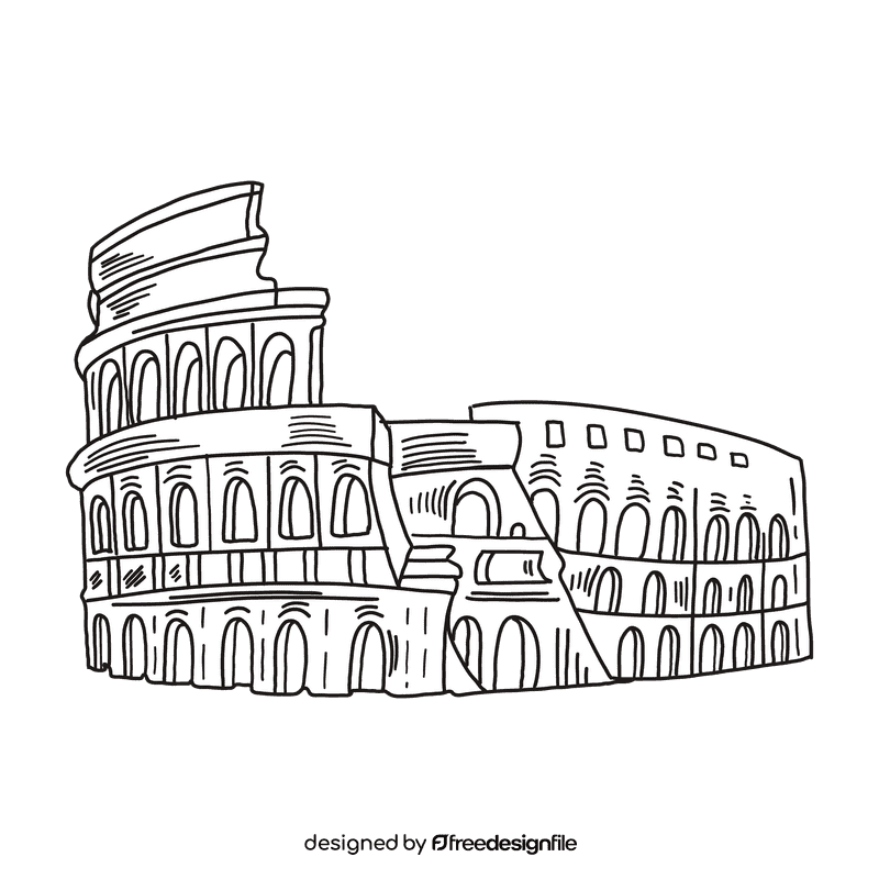 Europe Coliseum black and white clipart