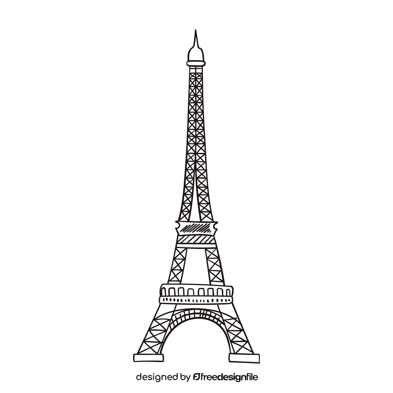 Europe Eiffel Tower black and white clipart