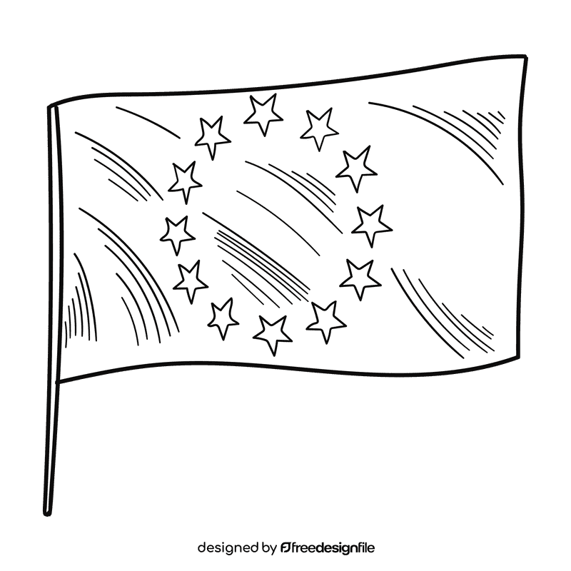 Europe EU flag black and white clipart