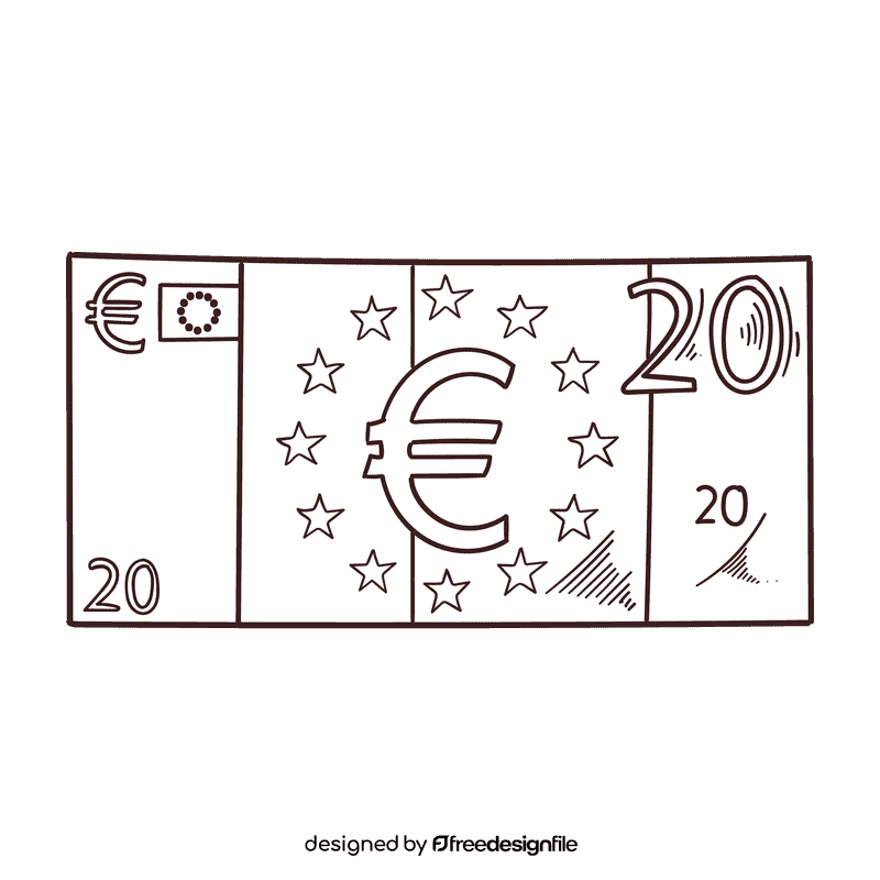 Europe Euro banknote black and white clipart