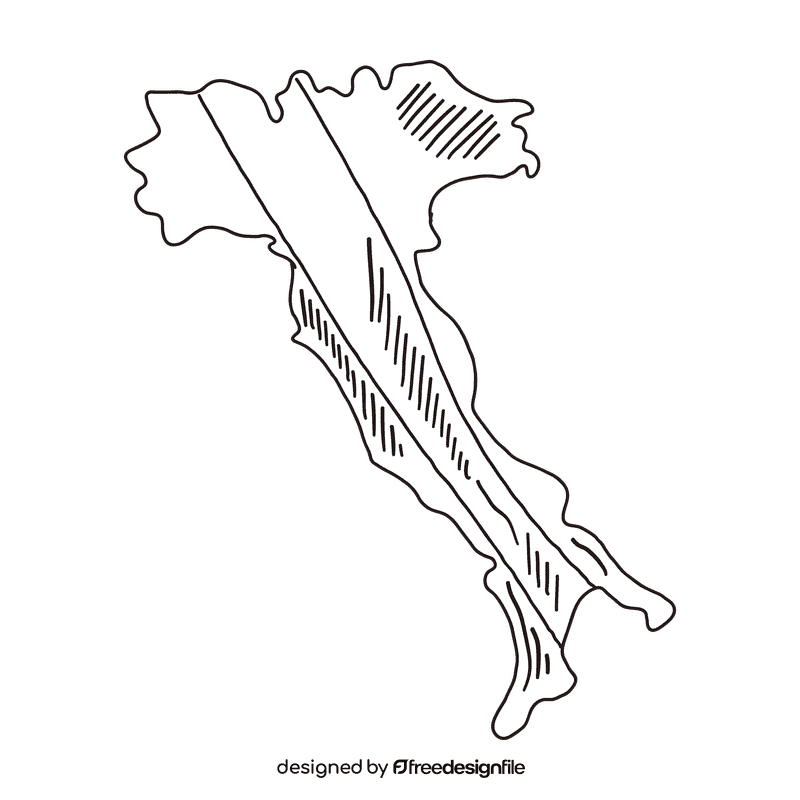 Europe Italy map black and white clipart