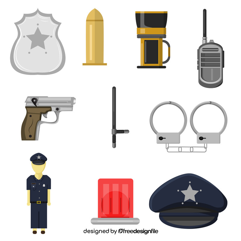 Police officer icons set vector