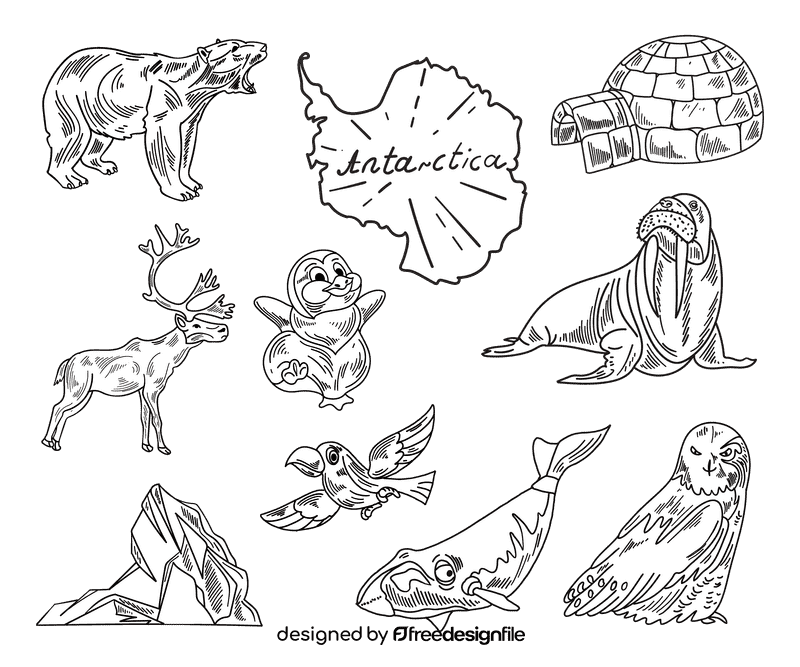 Antarctica black and white vector