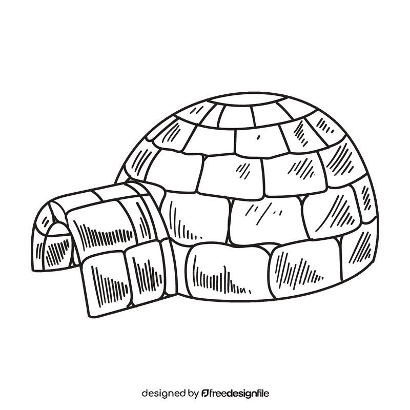 Antarctica Igloo black and white clipart
