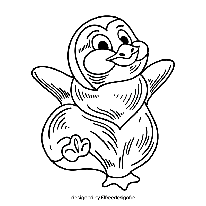 Antarctica Penguin black and white clipart