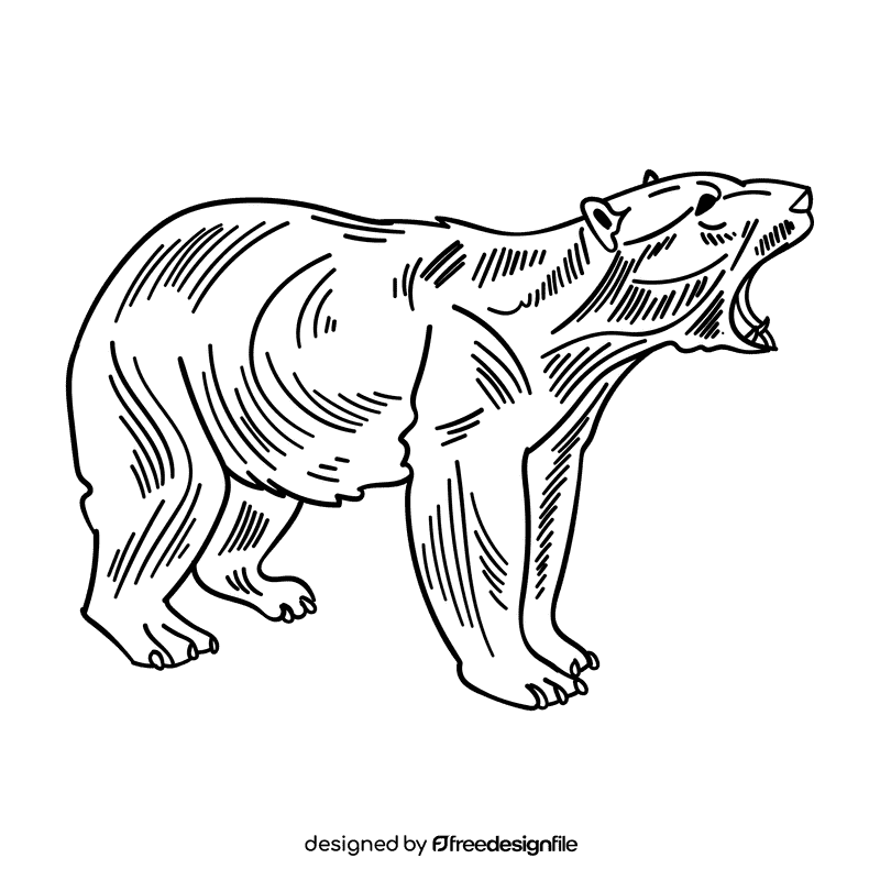 Antarctica Polar bear black and white clipart
