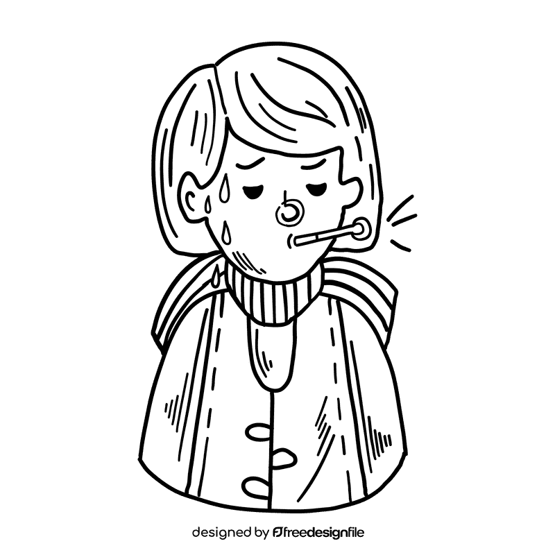 Sore throat black and white clipart