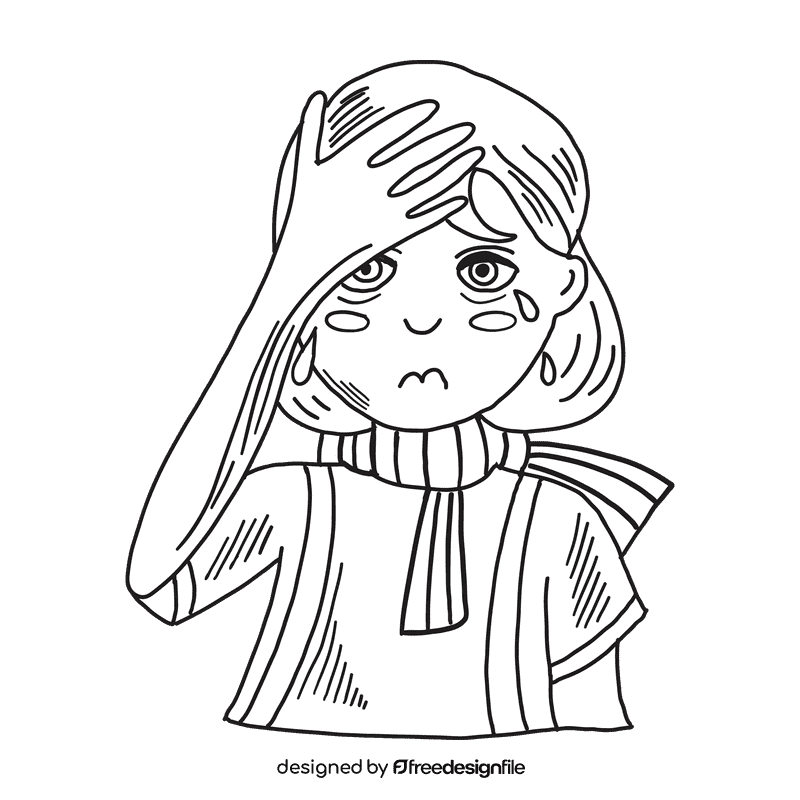 Sore throat black and white clipart