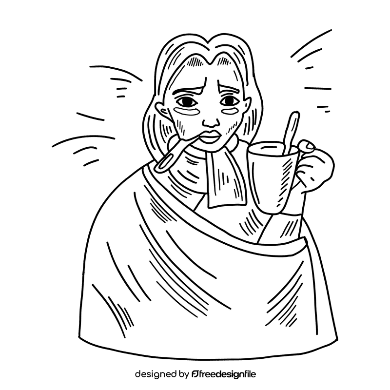 Sore throat black and white clipart