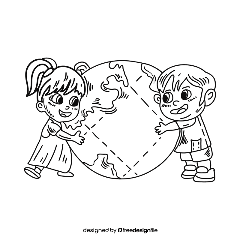 World Earth black and white clipart