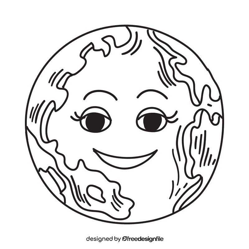 World Earth black and white clipart
