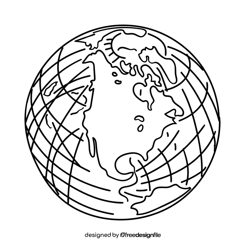 World Earth black and white clipart